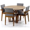 Conjunto Mesa de Jantar Redonda Natural Lara Premium 120cm com 4 Cadeiras Estofadas Isabela - Cinza - 2