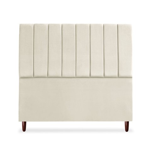 Cabeceira Estofada Casal Carla 140 Cm Suede Bege com Frames