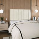 Ver imagem 3 de Cabeceira Estofada Casal Carla 140 Cm Suede Bege com Frames