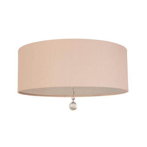 Luminária Plafon Com Cristal Cúpula Rosa 40x15 2E27 Bivolts