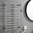 Ver imagem 1 de Toalheiro Térmico Redondo Inox Polido Direito e Kit de Banheiro em Bambu Branco