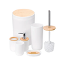 Toalheiro Térmico Redondo Inox Polido Direito e Kit de Banheiro em Bambu Branco - 3