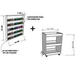 Kit Manicure : Expositor + Carrinho Auxiliar - 2