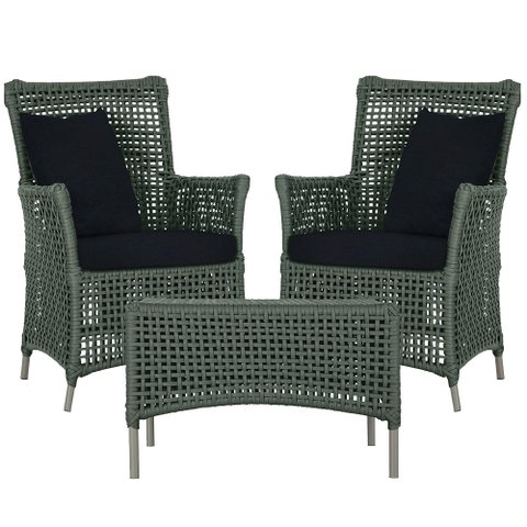 2 Poltronas e 1 Mesa Igapó em Alumínio Pintura Fendi Corda Náutica Estofado 12