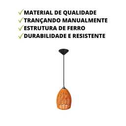 Pendente Luminária Sino Corda Náutica Terracota - 4