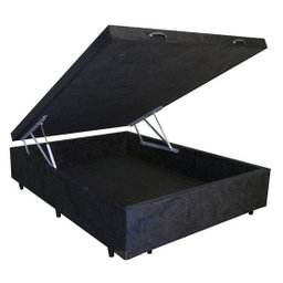 Cama Box Baú Casal em Suede Preto - 138x188 - 1