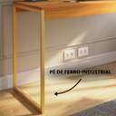 Ver imagem 3 de Mesa de Estudo Industrial Amplo Espaço Home Office Pé de Ferro 1,20cm - Freijó/dourado