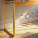 Ver imagem 2 de Mesa de Estudo Industrial Amplo Espaço Home Office Pé de Ferro 1,20cm - Freijó/dourado