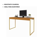 Ver imagem 5 de Mesa de Estudo Industrial Amplo Espaço Home Office Pé de Ferro 1,20cm - Freijó/dourado