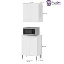 Ver imagem 4 de Conjunto Armário Aéreo e Balcão Microondas Para Cozinha 02 Portas EJ:Cinza