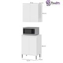 Ver imagem 3 de Conjunto Armário Aéreo e Balcão Microondas para Cozinha 02 Portas Ej:Cinza