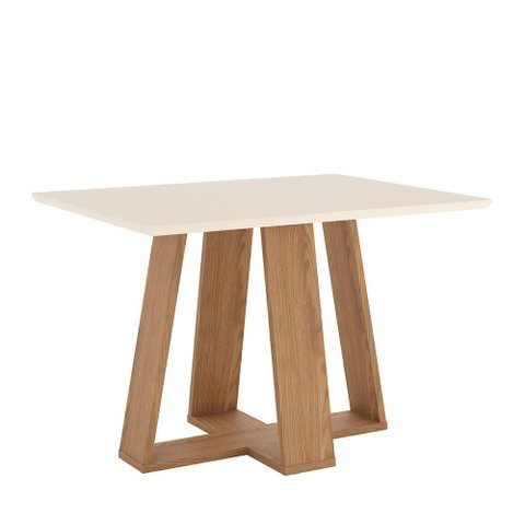Mesa de Jantar Lins 4 Lugares com Tampo de Mdf e Canto Reto 120x80 Nature/off White - Móveis Henn