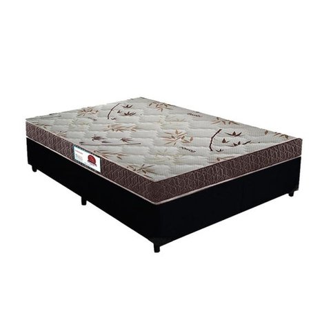 Cama Box Casal Preto Suede + Colchão Espuma D45 Rc Sono Leve