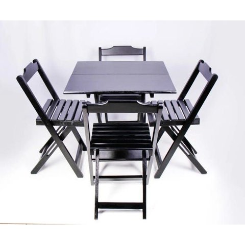 Conjunto de Mesa com 4 Cadeiras Dobráveis para Jardim e Varanda