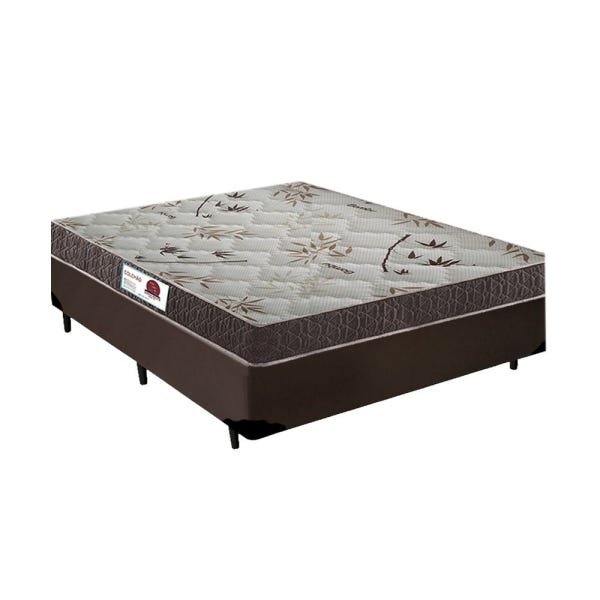 Cama Box Casal Marrom + Colchão Mola Bonnel Rc Sono Leve