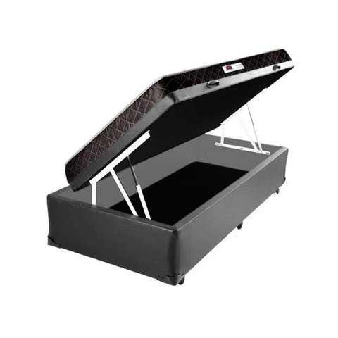 Cama Box Baú Solteiro Colchãoclassic Mola Ensacada + Box Cinza