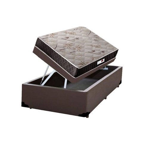 Cama Box Baú Solteiro Colchão Mola Ensacada + Box Marrom