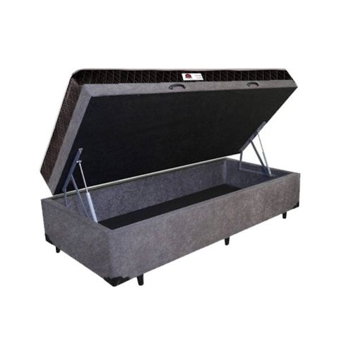 Cama Box Baú Solteiro Colchão Classic Molaensacada + Box Cinza