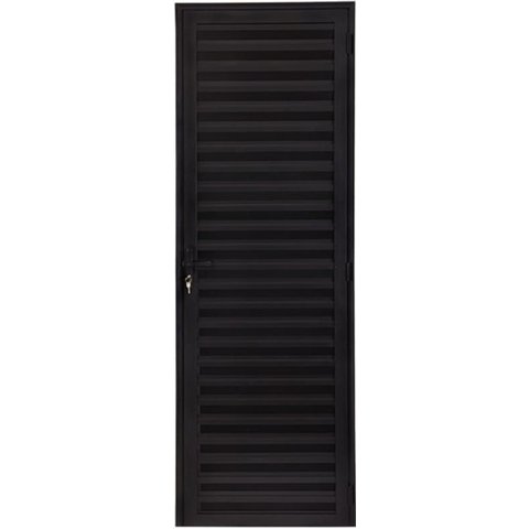 Porta de Aluminio Palheta Ventilada Esquerda Linha Premium:2,10 X 0,60/preto