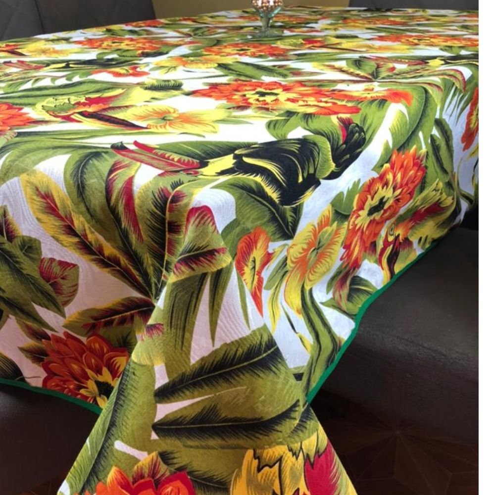 Toalha Mesa Jacquard Estampado 6 Lugares:Tucano Amarelo - 1