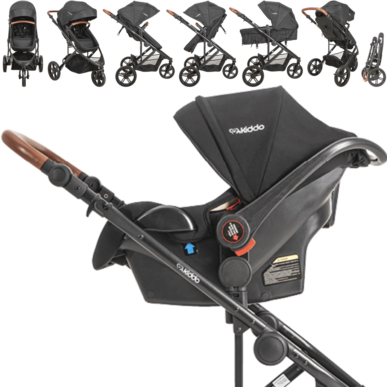 Carrinho de Bebe Passeio Moises Bebe Conforto Kiddo Trek Preto - 3