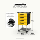 Ver imagem 2 de Carrinho Auxiliar Organizador Multiuso com 4 Gavetas e Rodinhas com Freio, Tampo em Psai - Mad.U Two
