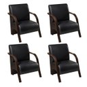 Ver imagem 1 de Kit 4 Poltronas Decorativas 1 Lugar Sevilha Braço Pé Madeira Confortável Sala TV Corino Preto