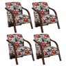 Kit 4 Poltronas Decorativas 1 Lugar Sevilha Braço Pé Madeira Confortável Sala TV Estampado Flor - 1