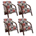 Ver imagem 1 de Kit 4 Poltronas Decorativas 1 Lugar Sevilha Braço Pé Madeira Confortável Sala TV Estampado Flor
