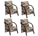 Ver imagem 1 de Kit 4 Poltronas Decorativas 1 Lugar Sevilha Braço Pé Madeira Confortável Sala TV Estampado Beer