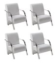 Ver imagem 1 de Kit 4 Poltronas Decorativas 1 Lugar Sevilha Braço Pé Alumínio Confortável Sala TV Corino Branco