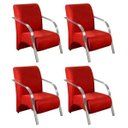 Ver imagem 1 de Kit 4 Poltronas Decorativas 1 Lugar Sevilha Braço Pé Alumínio Confortável Sala TV Suede Vermelho