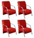 Ver imagem 1 de Kit 4 Poltronas Decorativas 1 Lugar Sevilha Braço Pé Alumínio Confortável Sala TV Suede Vermelho