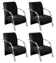 Ver imagem 1 de Kit 4 Poltronas Decorativas 1 Lugar Sevilha Braço Pé Alumínio Confortável Sala TV Suede Preto