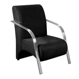 Kit 4 Poltronas Decorativas 1 Lugar Sevilha Braço Pé Alumínio Confortável Sala TV Suede Preto - 2