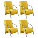 Ver imagem 1 de Kit 4 Poltronas Decorativas 1 Lugar Sevilha Braço Pé Alumínio Confortável Sala TV Suede Amarelo