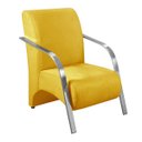 Ver imagem 2 de Kit 4 Poltronas Decorativas 1 Lugar Sevilha Braço Pé Alumínio Confortável Sala TV Suede Amarelo