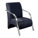 Ver imagem 2 de Kit 4 Poltronas Decorativas 1 Lugar Sevilha Braço Pé Alumínio Confortável Sala TV Suede Azul Marinho