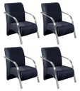 Ver imagem 1 de Kit 4 Poltronas Decorativas 1 Lugar Sevilha Braço Pé Alumínio Confortável Sala TV Suede Azul Marinho