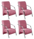 Ver imagem 1 de Kit 4 Poltronas Decorativas 1 Lugar Sevilha Braço Pé Alumínio Confortável Sala TV Suede Rosê