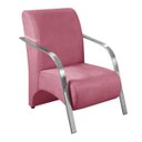 Ver imagem 2 de Kit 4 Poltronas Decorativas 1 Lugar Sevilha Braço Pé Alumínio Confortável Sala TV Suede Rosê