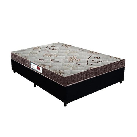 Cama Box King Colchão Top Line Mola Bonnel + Box Sintético Preto Serra Negra 63x193x203