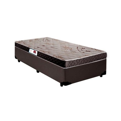 Cama Box Solteiro Colchão Top Line Mola Bonnel + Box Sintético Marrom Serra Negra 63x88x188
