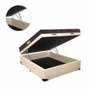 Ver imagem 2 de Cama Box Baú King Colchão Espuma D45 Bordado + Box Sintético Bege Serra Negra 62x193x203