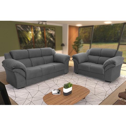 Conjunto Sofá Windsor Velut 3 e 2 Lugares 2,04m e 1,59m - King House