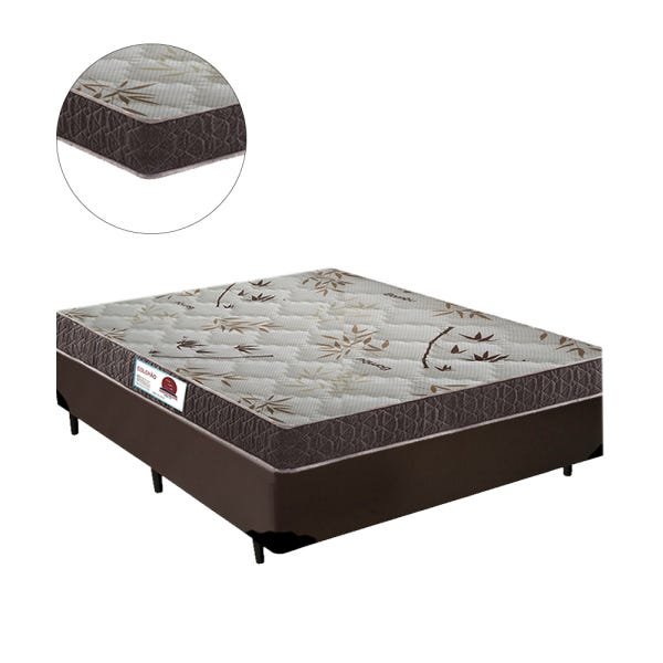 Cama Box Casal Colchão Classic Mola Ensacada + Box Sintético Marrom Serra Negra 67x138x188 - 2