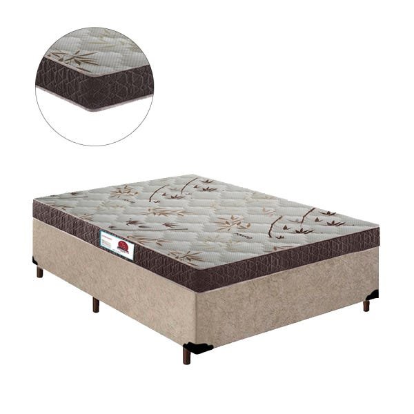 Cama Box Casal Colchão Top Line Mola Bonnel + Box Suede Bege Serra Negra 63x138x188 - 2