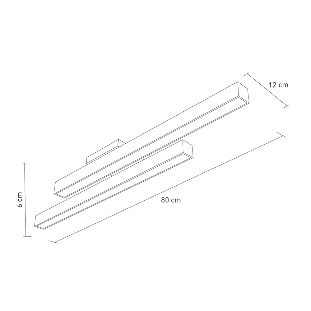 Luminária Plafon Linear Duplo Led 36w 80cm Bivolt:branco - Luz Branco Quente Amarela 3000k/110v/220v - 3