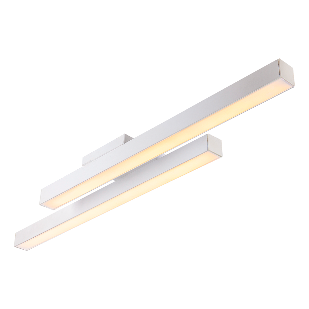 Luminária Plafon Linear Duplo Led 36w 80cm Bivolt:branco - Luz Branco Quente Amarela 3000k/110v/220v