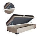 Ver imagem 2 de Cama Box Baú Solteiro Colchão Espuma D45 Bordado + Box Suede Bege Serra Negra 62x88x188
